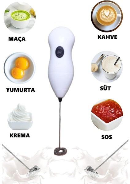 Pilli Mini Mixer Kahve Süt Köpürtücü Karıştırıcı Cappuccino Mixer