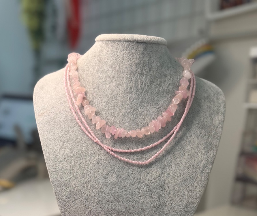Tabir Pembe Boncuk kolye