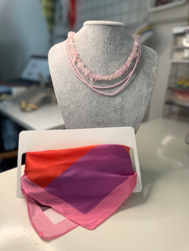 Tabir Bandana  Pembe Geometrik