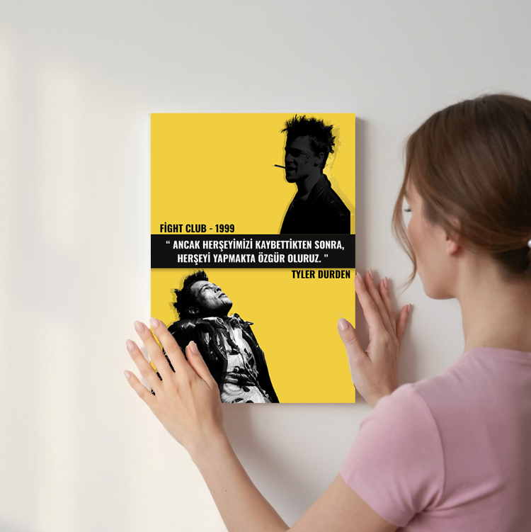 Tyler Durden "KAYBETTİKTEN SONRA ÖZGÜR OLURUZ" Alıntı Premium 4K Kanvas Tablo