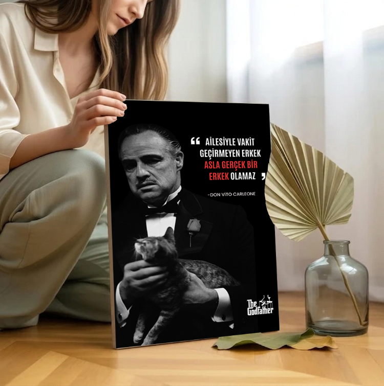 Don Vito Carleone "AİLESİ İLE VAKİT" THE GODFATHER Alıntısı 4K PREMİUM Kanvas Tablo