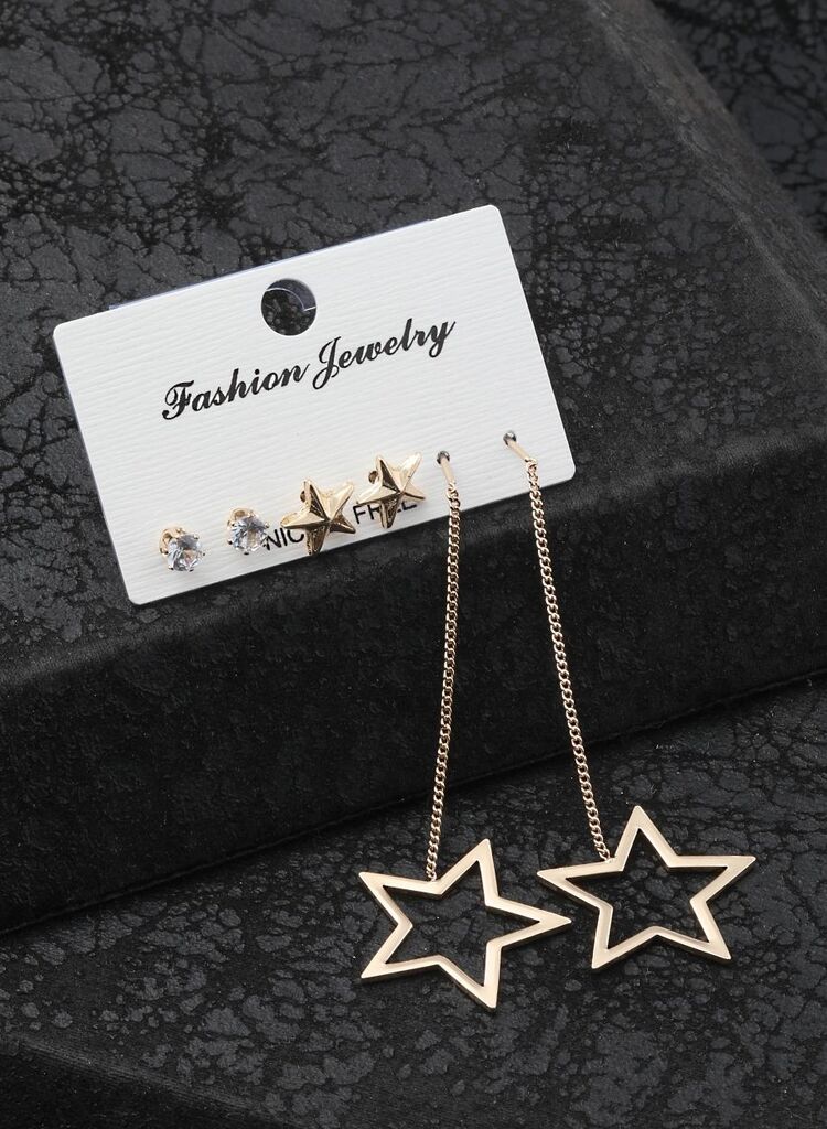 Gold Çelik Küpe Set