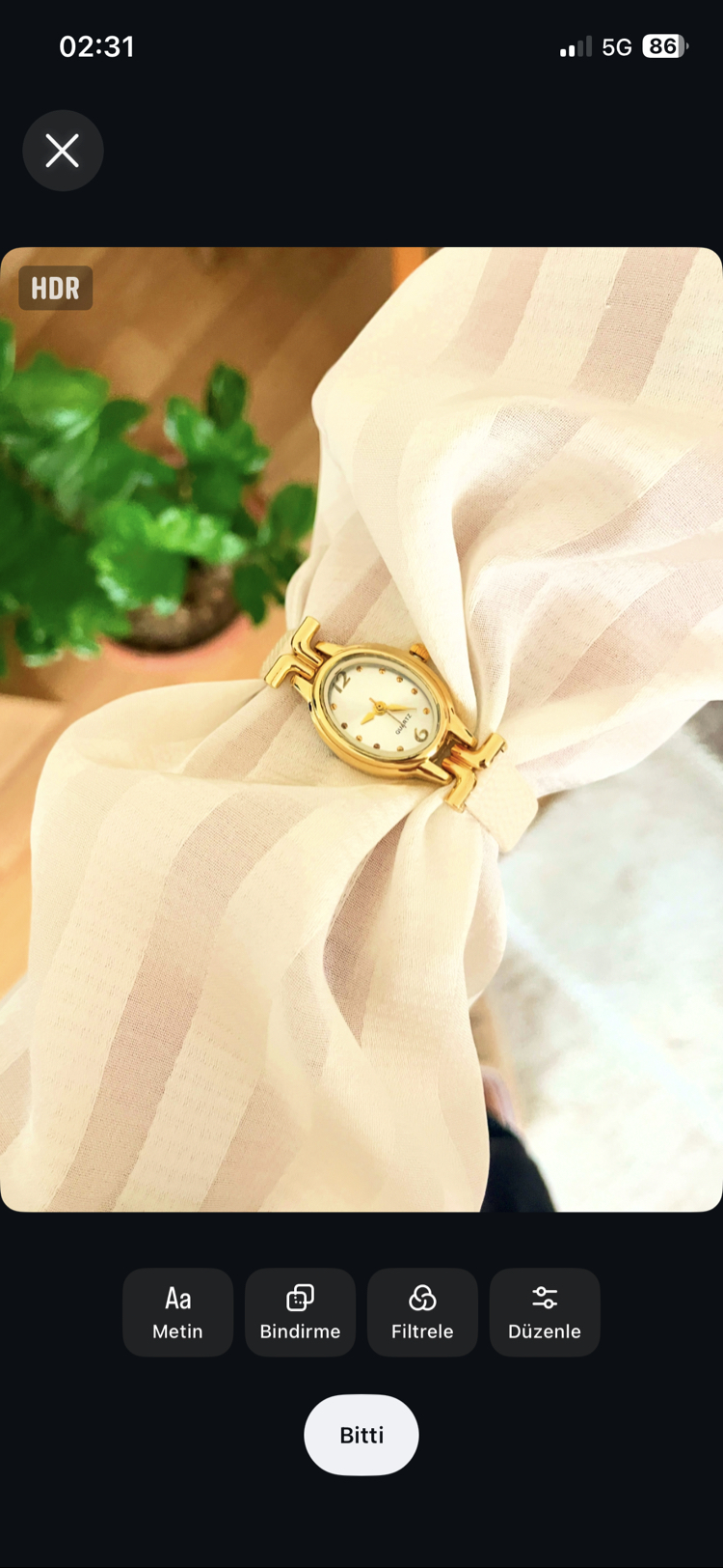 Vintage krem oval bayan kol saati