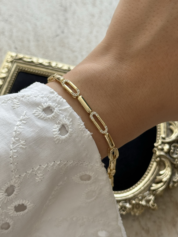 Oval Detay Bileklik | 14k vip