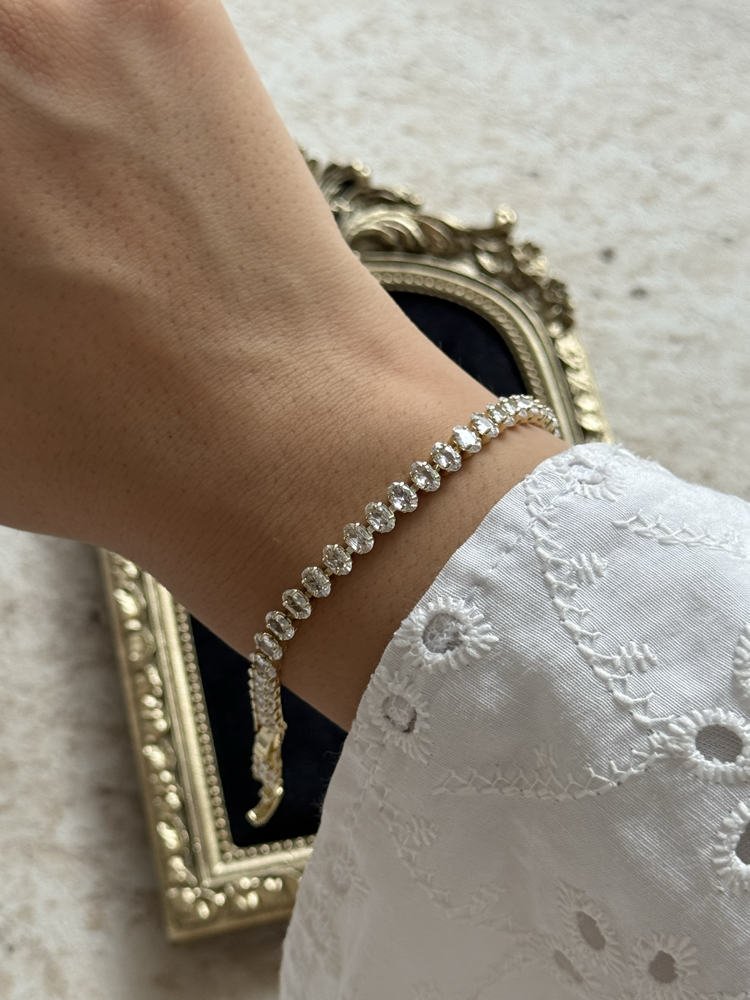Oval Taş Suyolu Bileklik | 14k vip