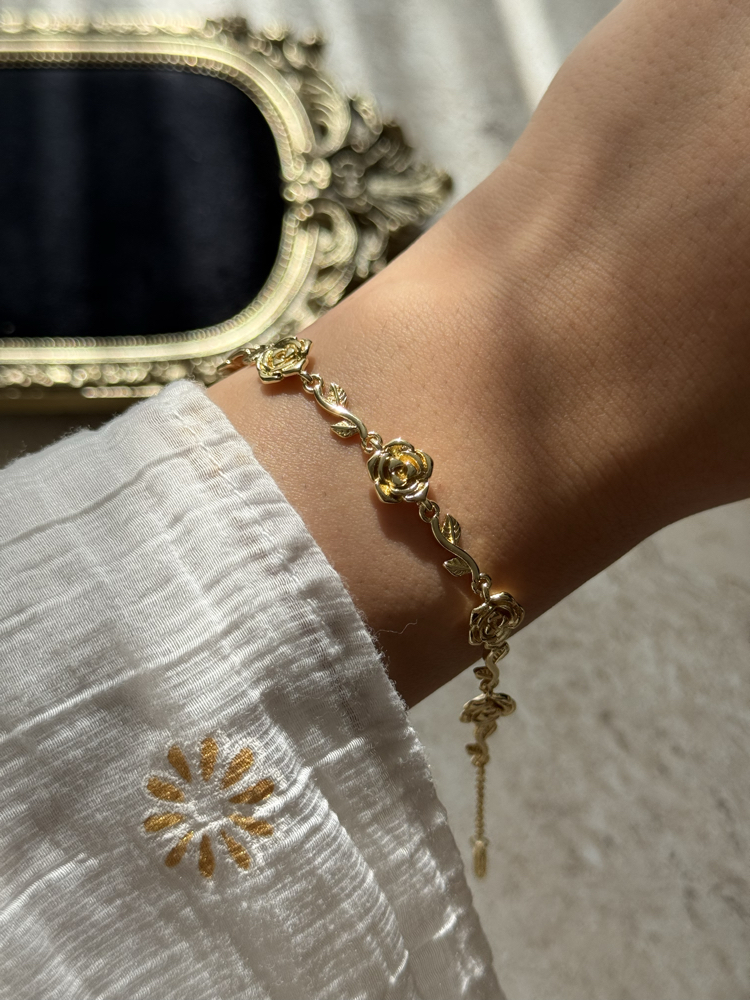 Vintage Gül Detay Bileklik | 14k vip