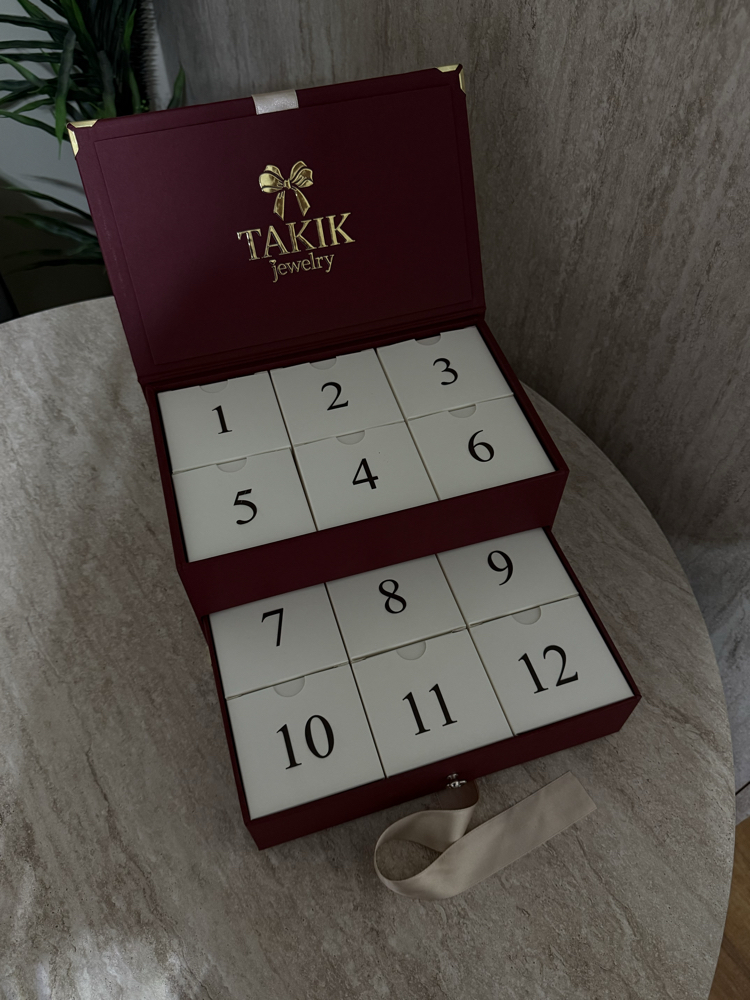 Premium Kadife Dokulu 12li Advent Calendar Kurdeleli