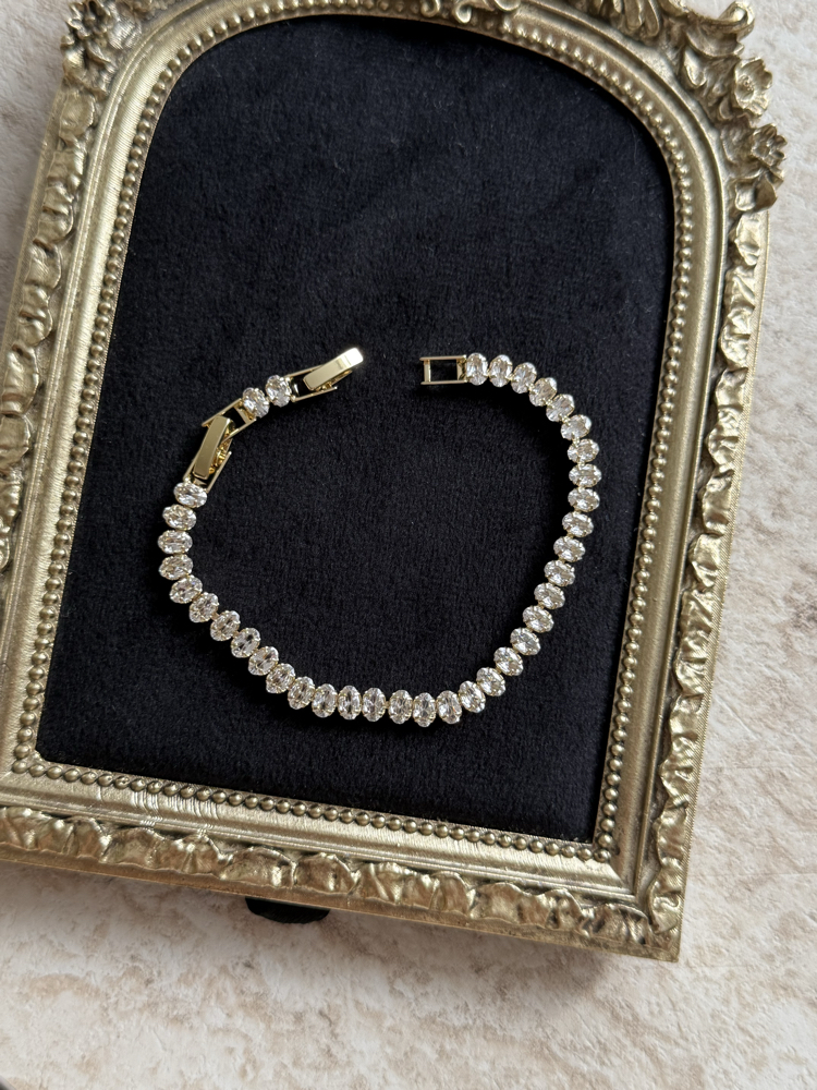 Oval Taş Suyolu Bileklik | 14k vip
