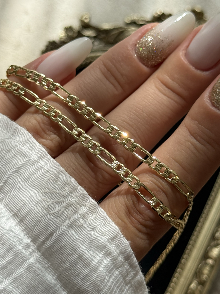 Desenli Figaro Zincir Kolye | 14k vip
