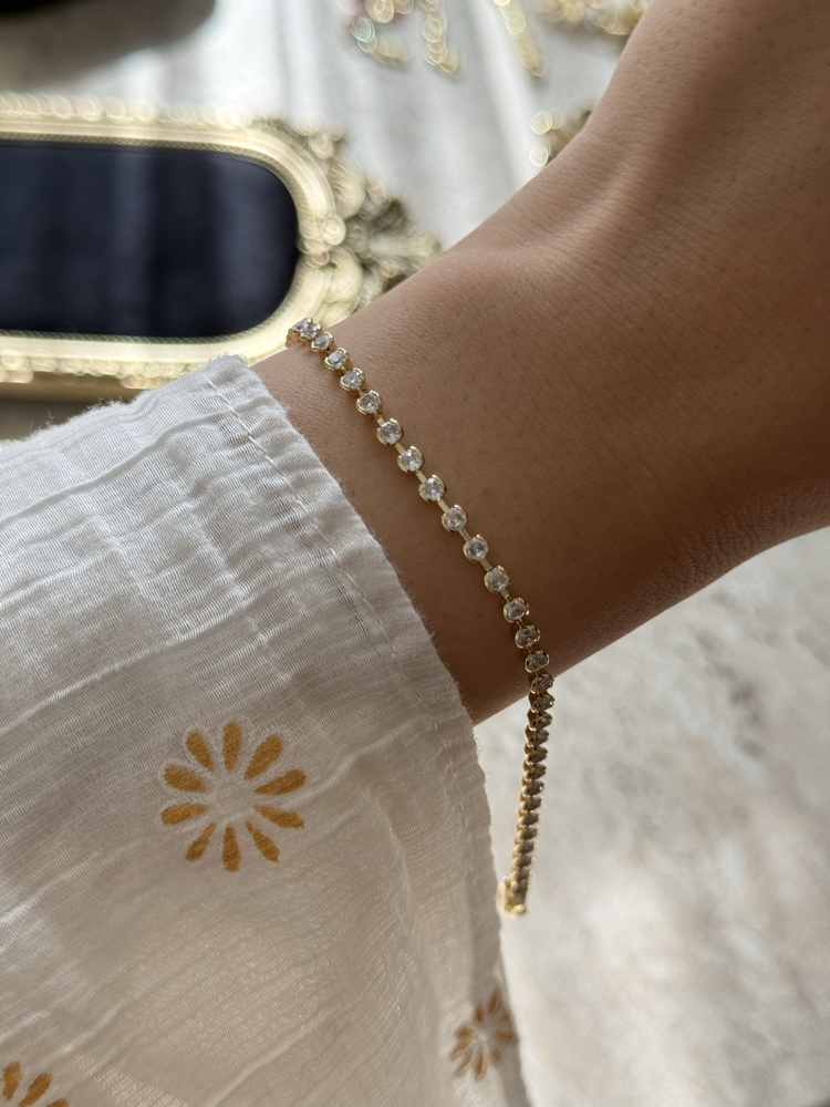 Sıralı Yuvarlak Taş Bileklik | 14k vip