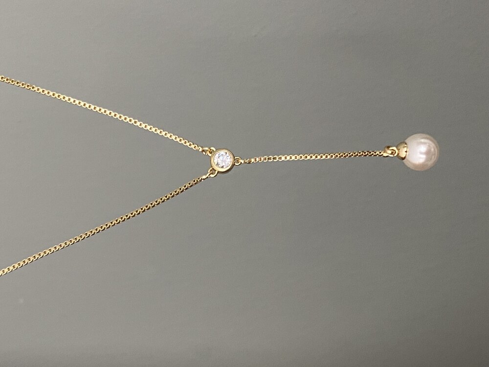 İncili Taşlı Dekolte Kolye | 14K Xuping