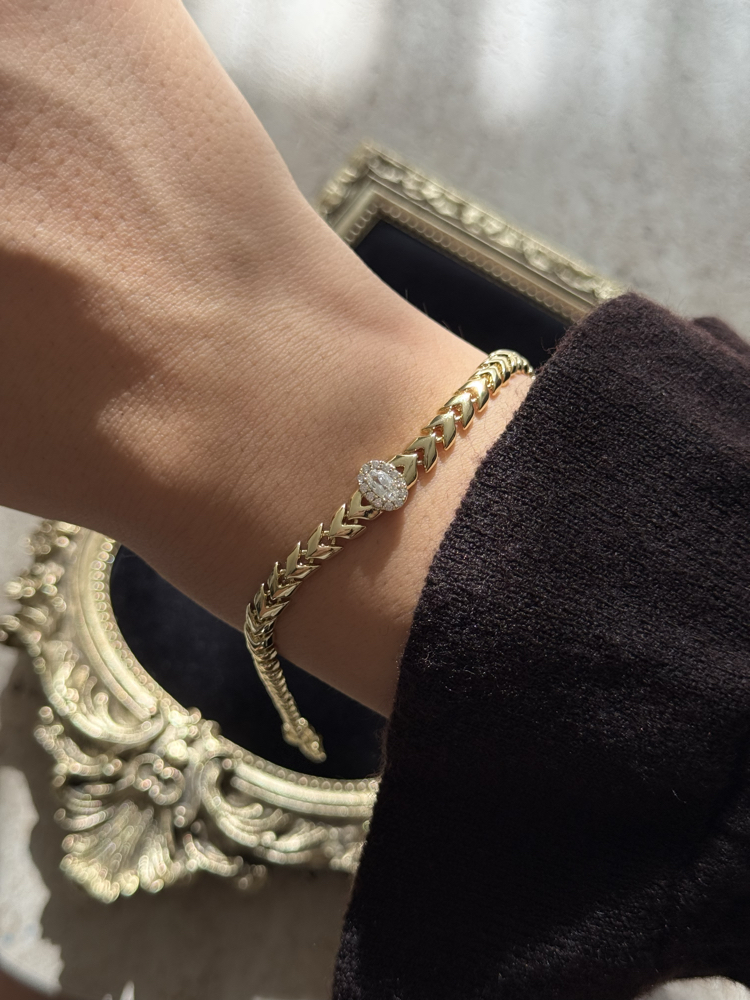 Taşlı Başak Model Bileklik | 14k xuping