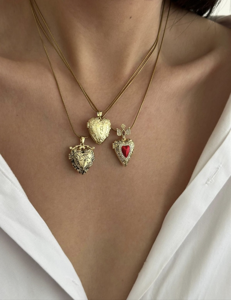 Love Hearts Kapaklı Kolye | Çelik