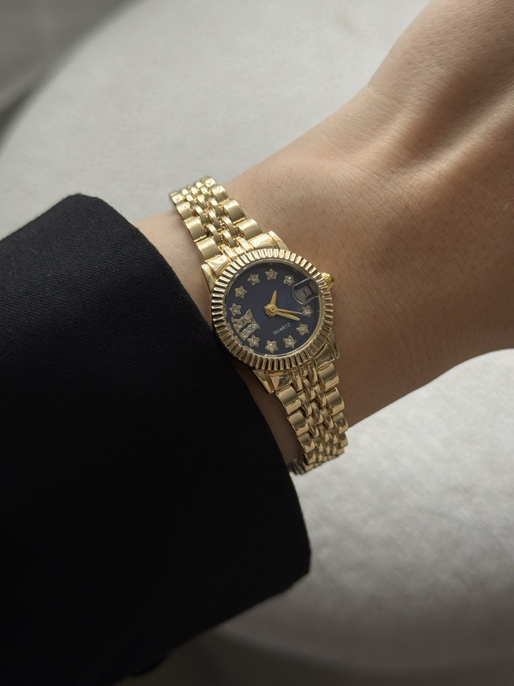 Stargirl gold lacivert kordonlu saat