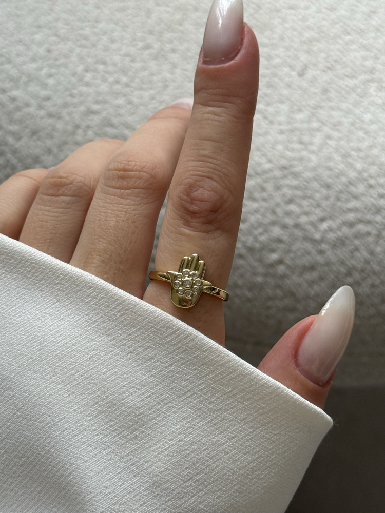 Taşlı hamsa yüzük