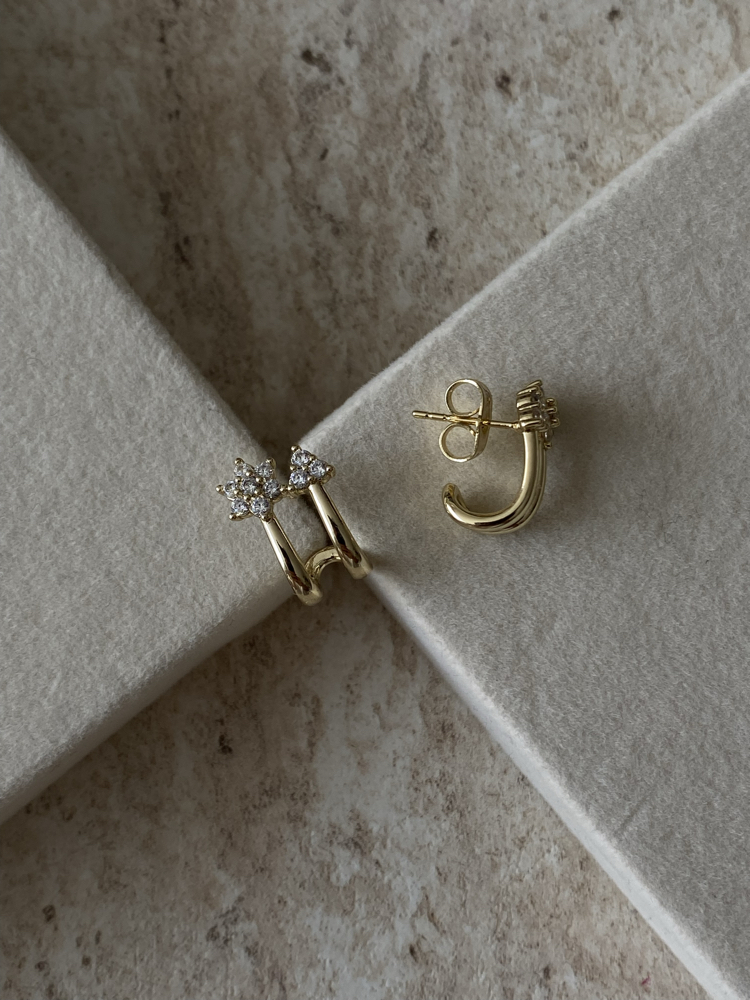 Çiçek Desen Küpe | 14k xuping