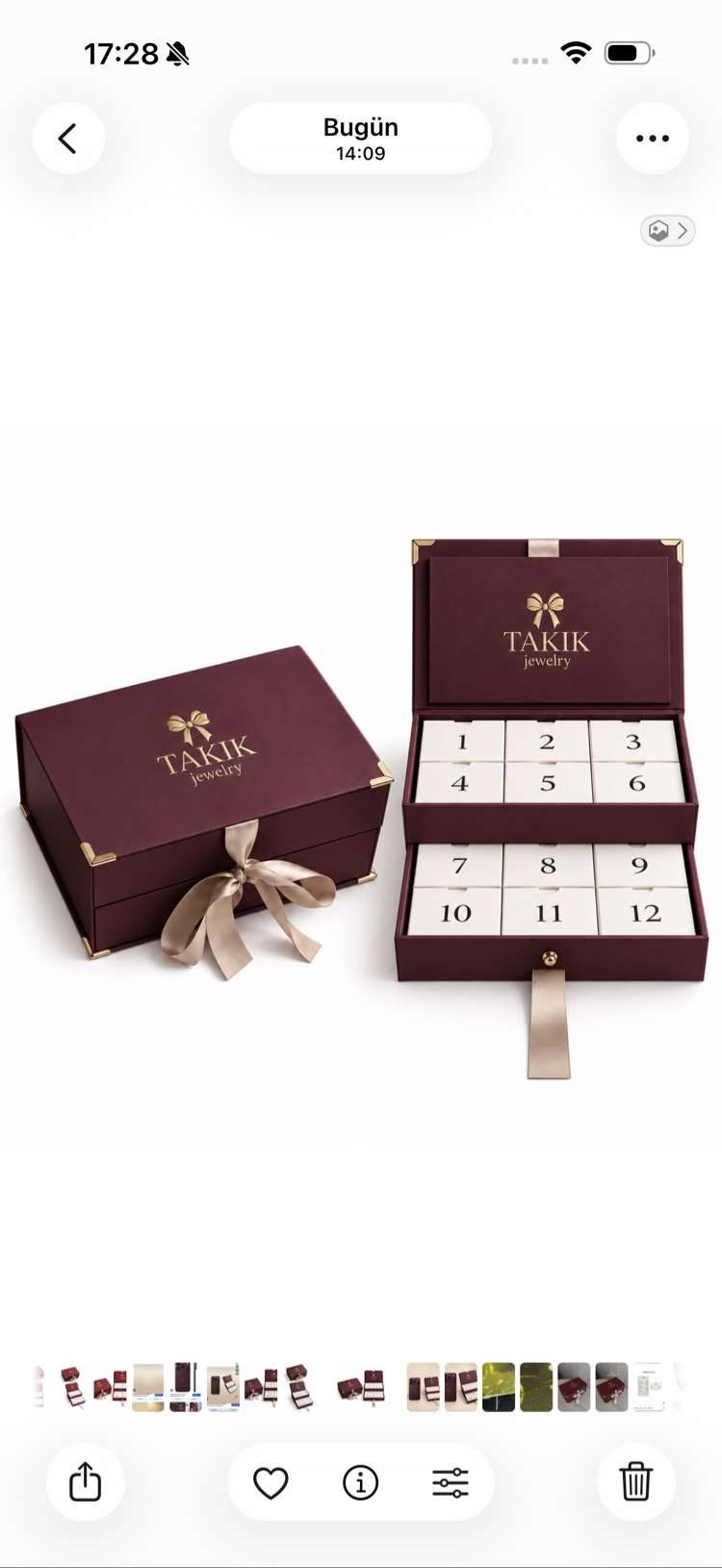 Premium Kadife Dokulu 12li Advent Calendar Kurdeleli