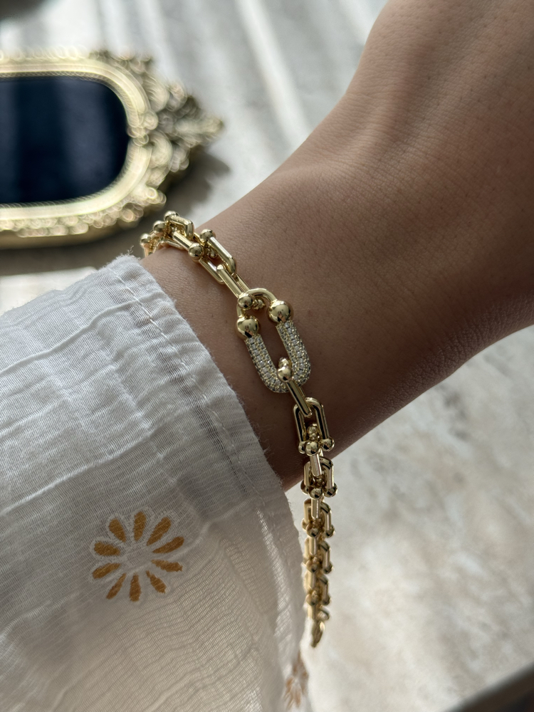 Zincir Detay Bileklik | 14k vip