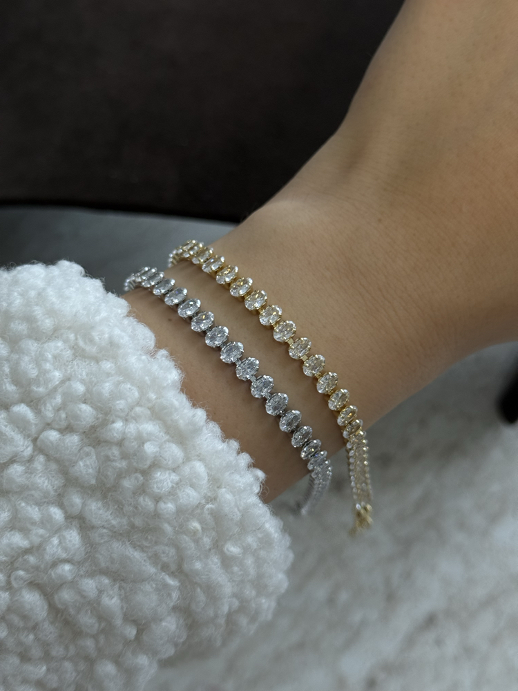 Oval Taş Suyolu Bileklik | 14k vip