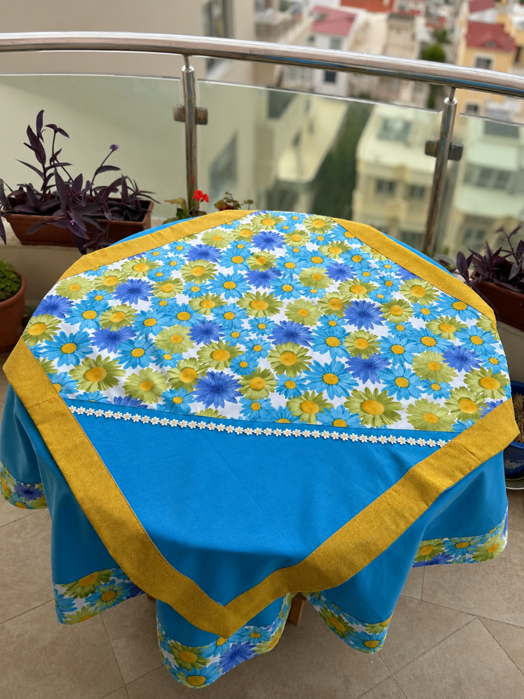 Blue Garden Papatya Masa Örtüsü ve Kapak