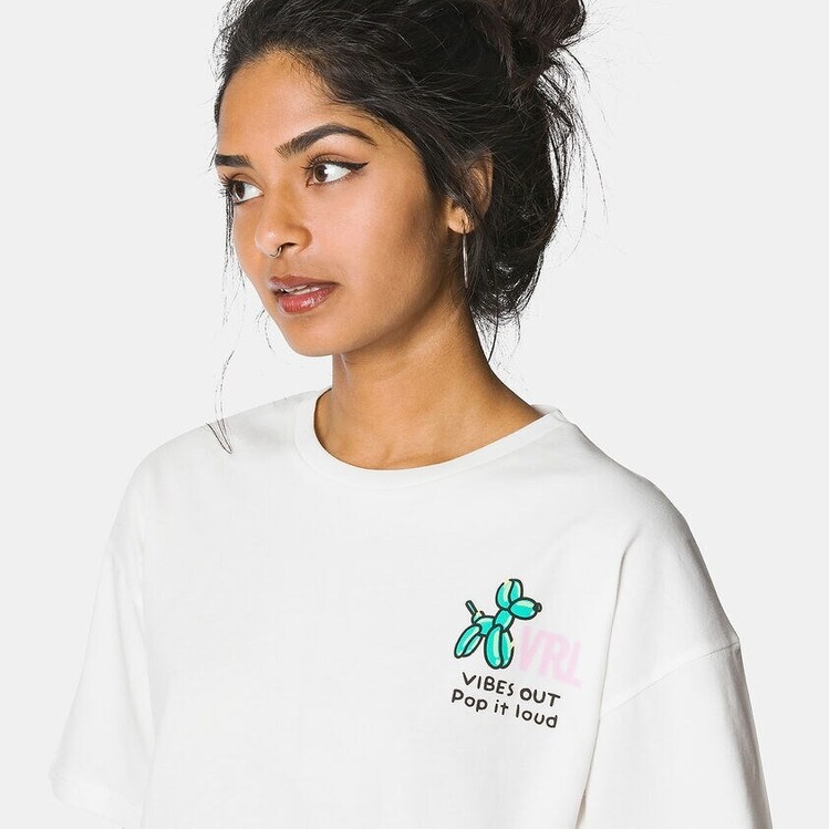 Vrl Kadın T-Shirt Beyaz Baskılı Model 