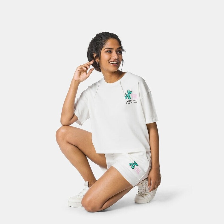 Vrl Kadın T-Shirt Beyaz Baskılı Model 
