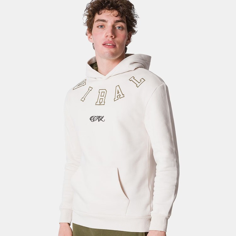 Vrl Model İçi Polarlı Kapüşonlu Erkek Sweat Krem