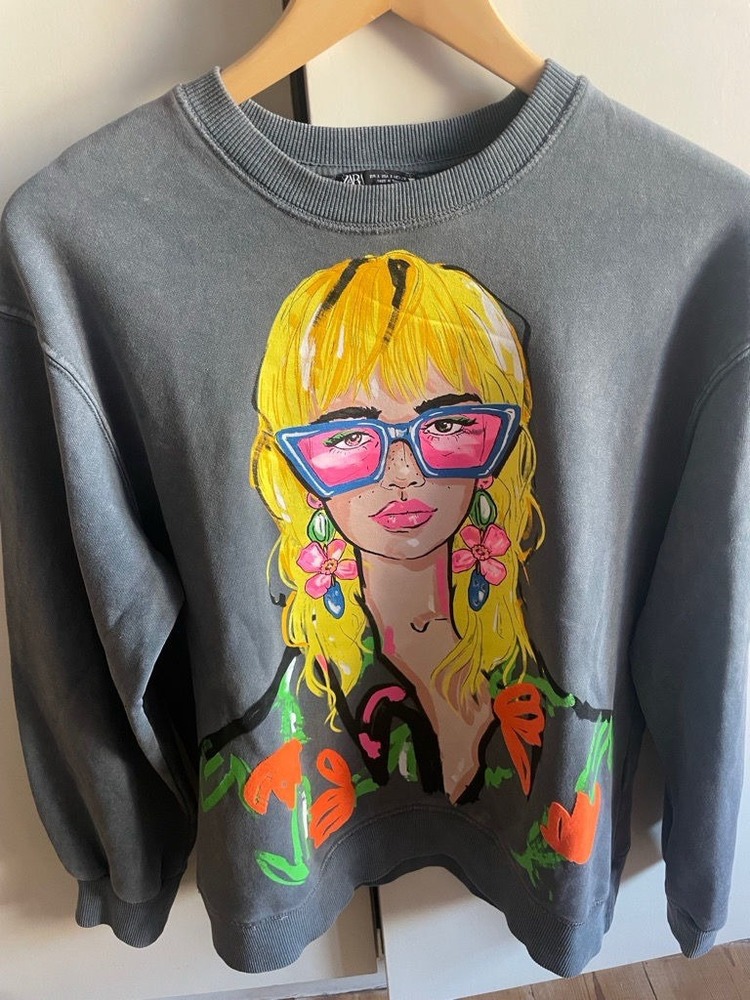 Zara Model Baskılı Kadın Sweatshirt