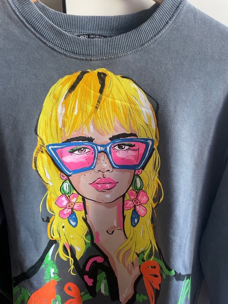 Zara Model Baskılı Kadın Sweatshirt