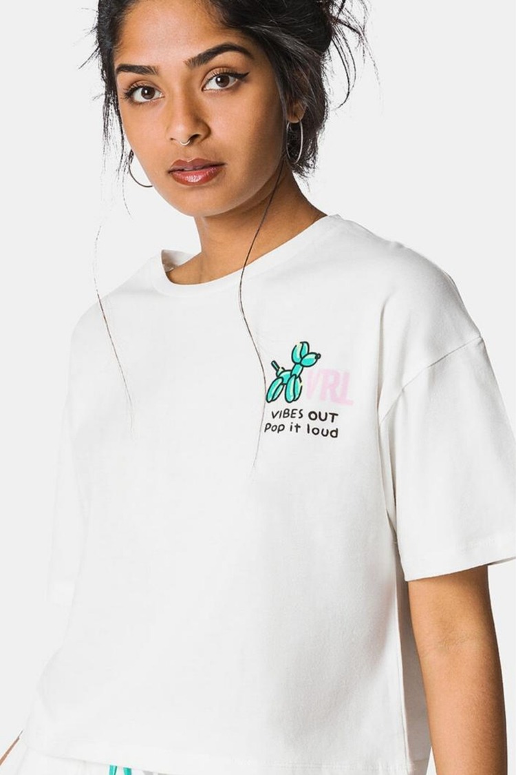 Vrl Kadın T-Shirt Beyaz Baskılı Model 