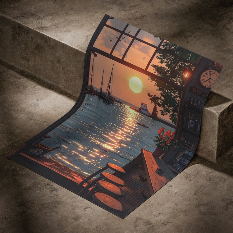 İllüstrasyon Günbatımı Posteri