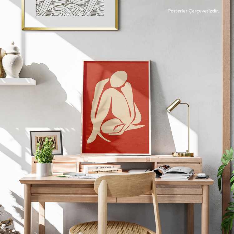 Oturan Kadın Çizgi Poster