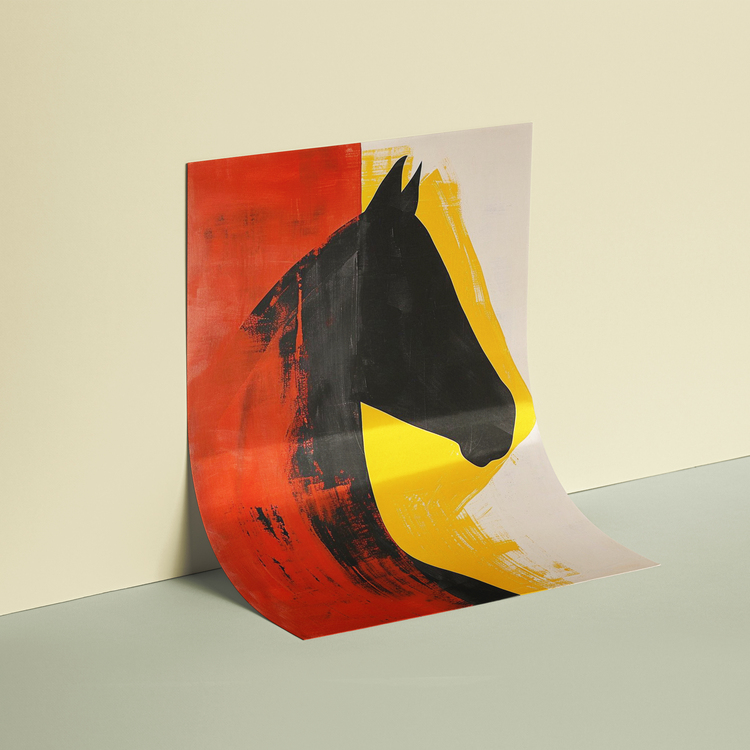 Yağlı Boya Görünümlü Silüet At Posteri