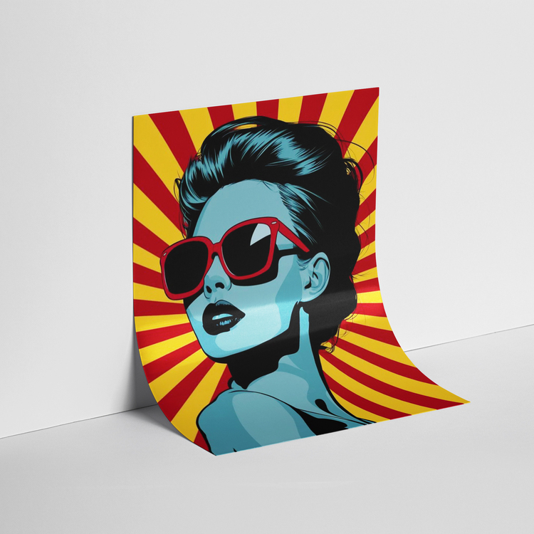 Kırmızı Gözlüklü Pop Art Kadın
