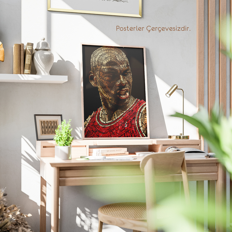 Michael Jordan ve Yazılar Posteri