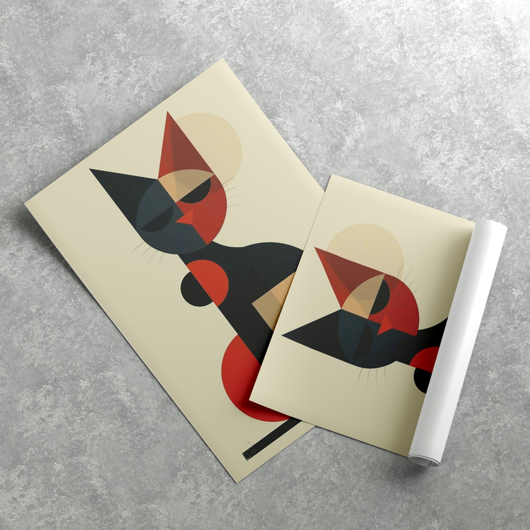 Geometrik Şekilli Kedi Posteri
