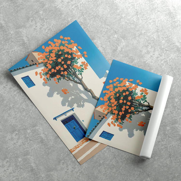 İllüstrasyon Bodrum Evleri Posteri