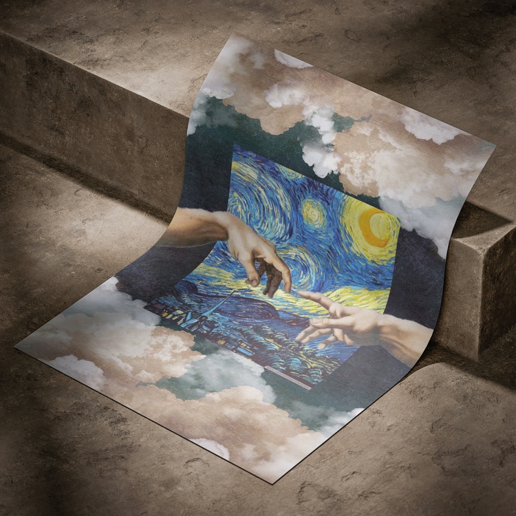 Van Gogh ve Eller Çizim Poster