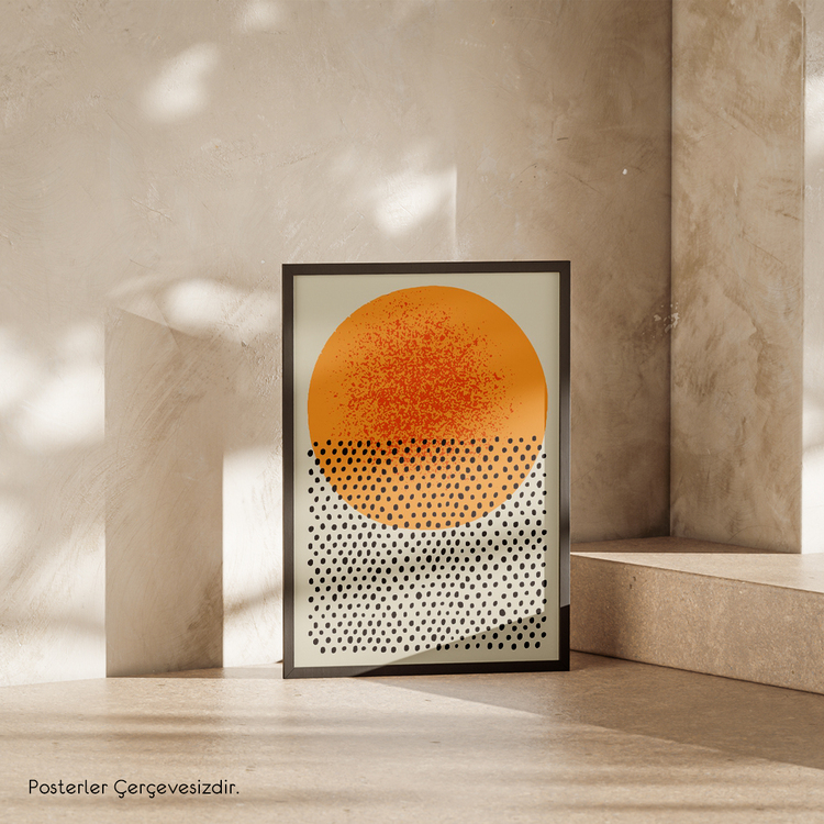 Siyah Noktalı Sarı Yuvarlak Poster