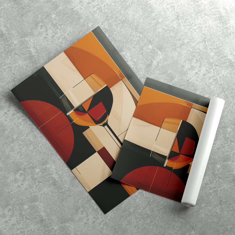Geometrik Şekilli Şarap Kadehi Posteri