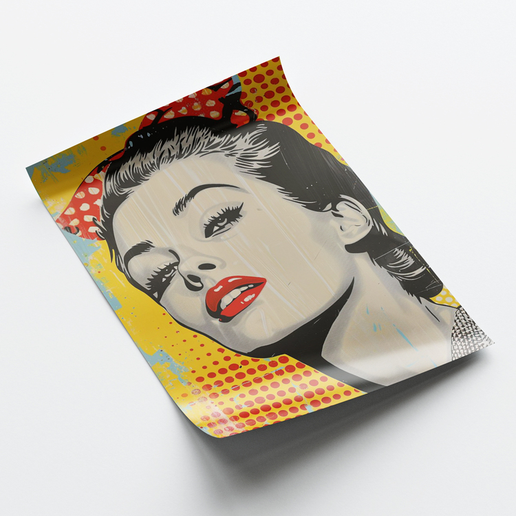 Kırmızı Rujlu Pop Art Kadın Posteri