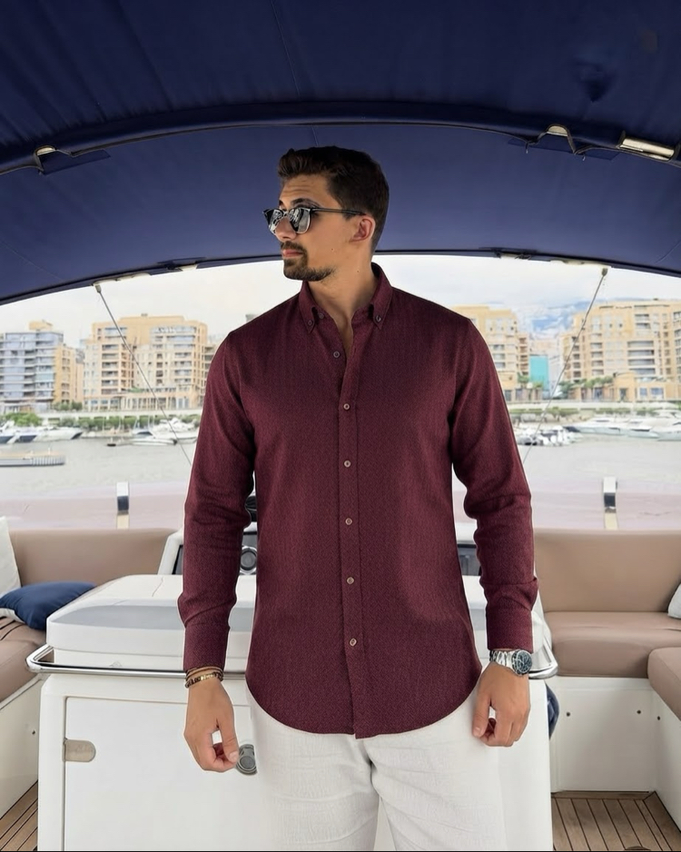 REGULAR FIT CEPSİZ ERKEK KETEN GÖMLEK