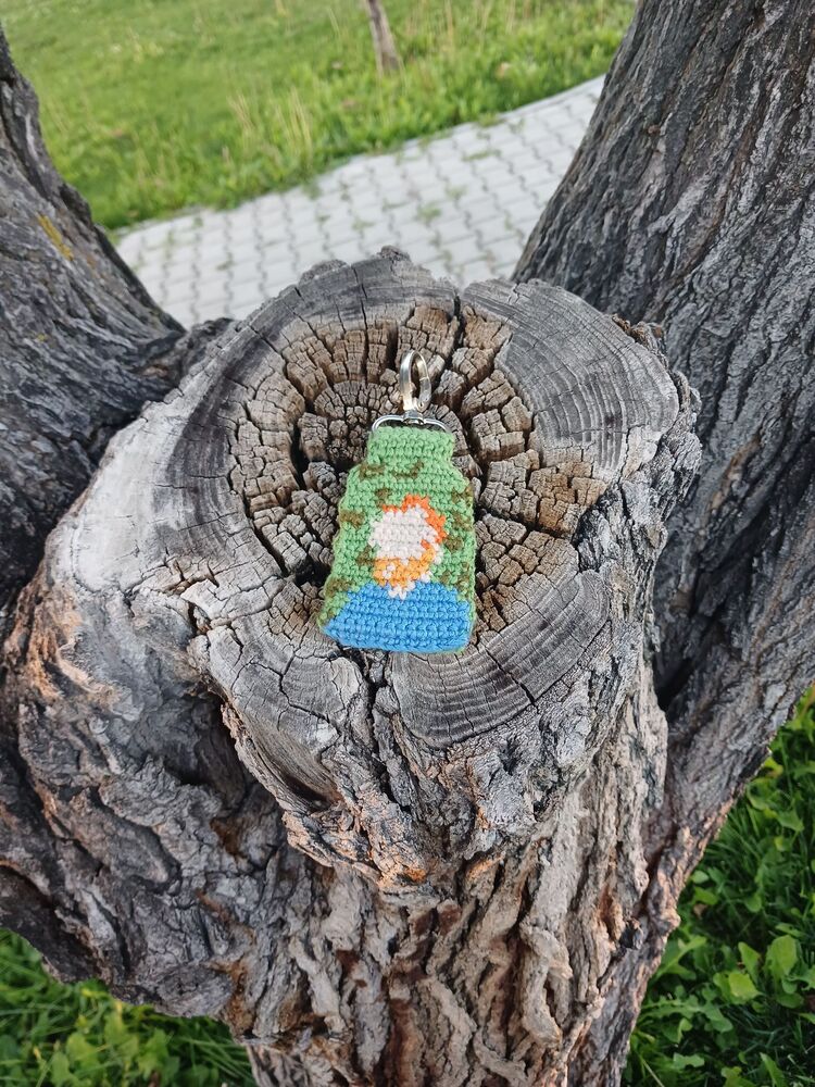 El Yapımı Örgü Anahtarlık - Van Gogh Desenli - Sanat Tasarımı