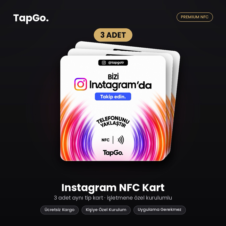TapGo Instagram NFC Kart | 3'lü Paket