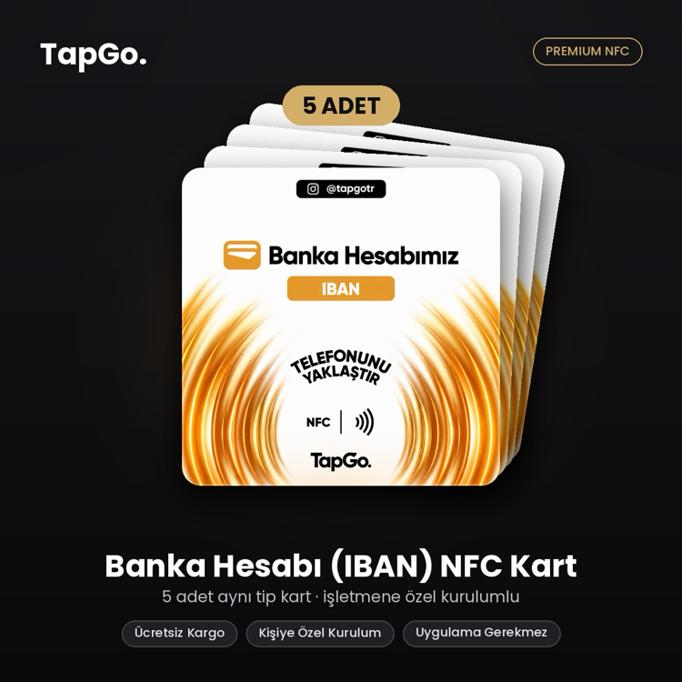 TapGo Banka Hesabı (IBAN) NFC Kart | 5'li Paket