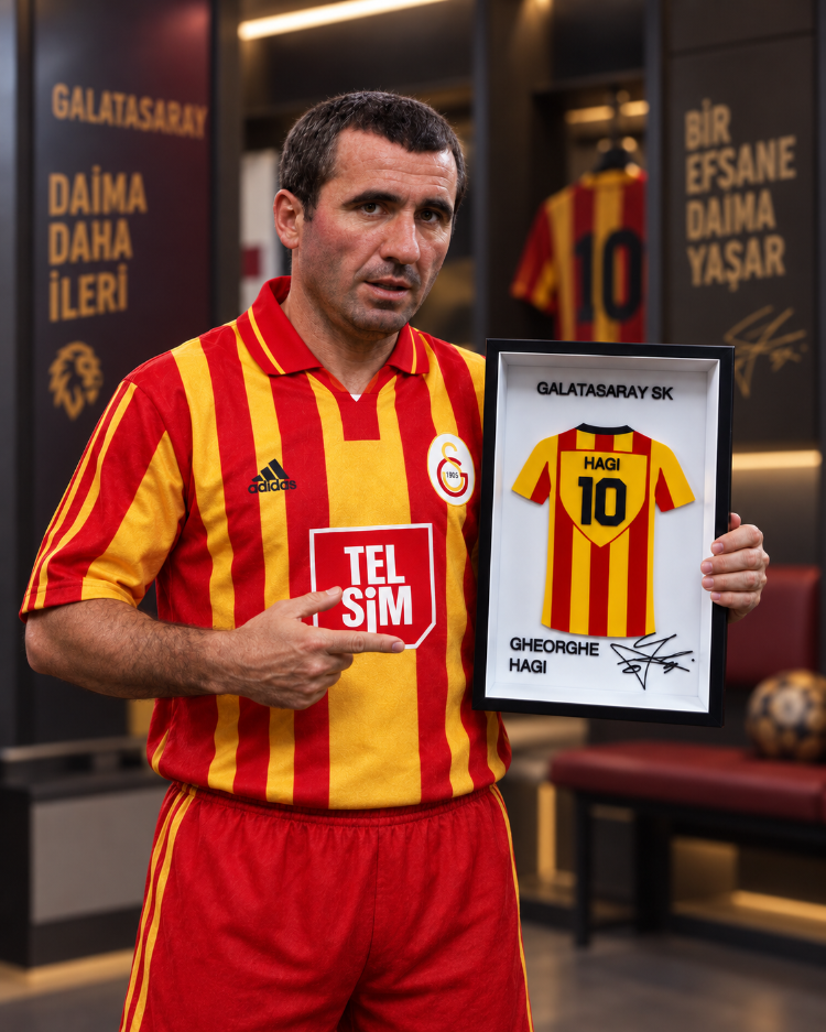 Icardi, Mertens, Sneijder, Hagi - Galatasaray Efsaneleri 4’lü İmzalı Forma Çerçevesi Seti