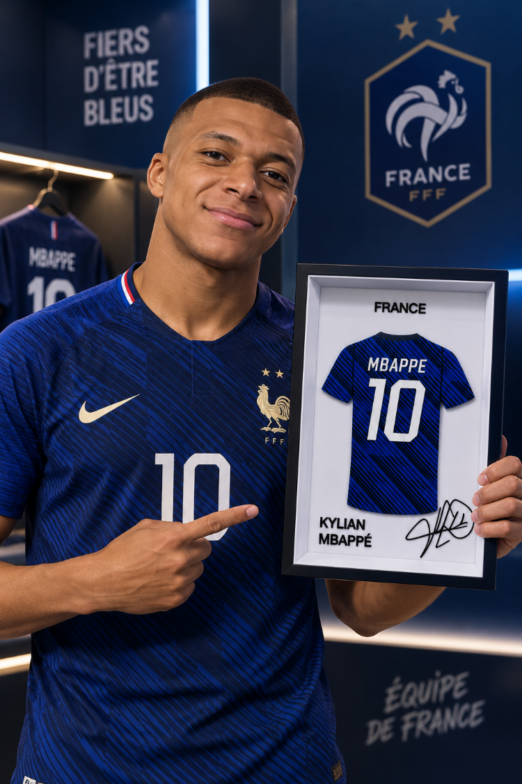 Kylian Mbappe - Fransa - İmzalı Forma Çerçevesi