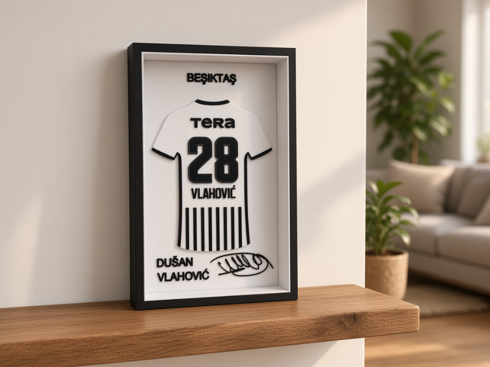 Dušan Vlahović - Beşiktaş JK - İmzalı Forma Çerçevesi