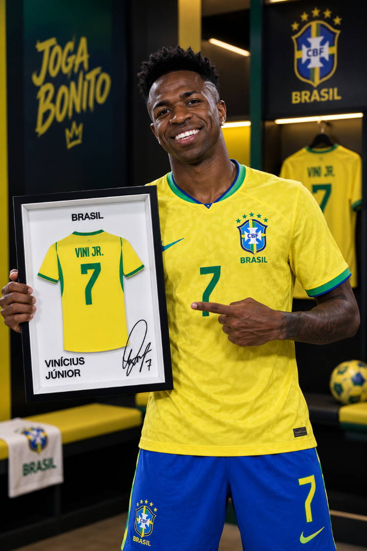 Vinicius Junior - Brezilya - İmzalı Forma Çerçevesi