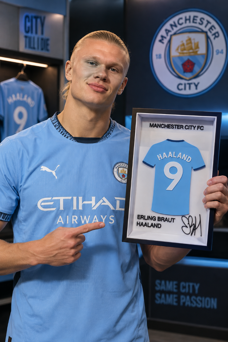 Erling Haaland - Manchester City FC - İmzalı Forma Çerçevesi